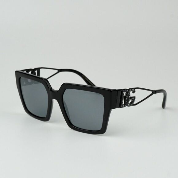 NEW D&G DG4446B 501/6G  Black Gray Mirrored Black Square Women Sunglasses - Picture 1 of 10
